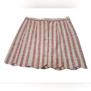 Forever 21 Pink and White Striped Scallop Hem Mini Skirt
